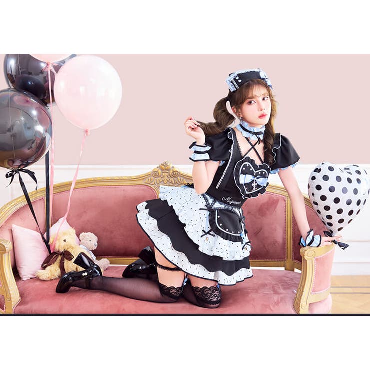 ドッティハートメイド《オリジナルコスプレ12点セット》【Malymoon