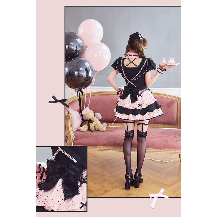 ドッティハートメイド《オリジナルコスプレ12点セット》【Malymoon