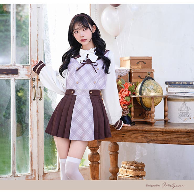 Malymoon メイド服 ピンクと黒 リボン付 8115_9.jpg