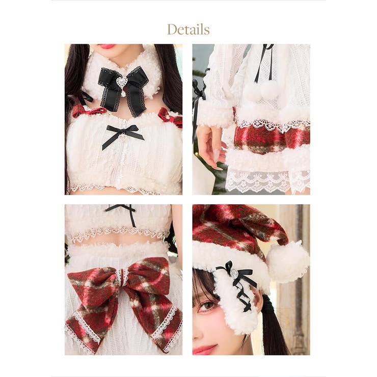 ミルクニットフレーズたれ耳サンタドレス[品番：MYMT0001114