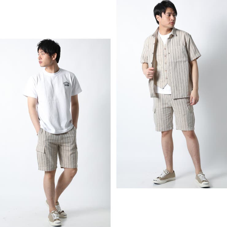 ストライプ セットアップ カシュクール ベスト ショート パンツ 31b6634eb2437d95df4b92a888b428
