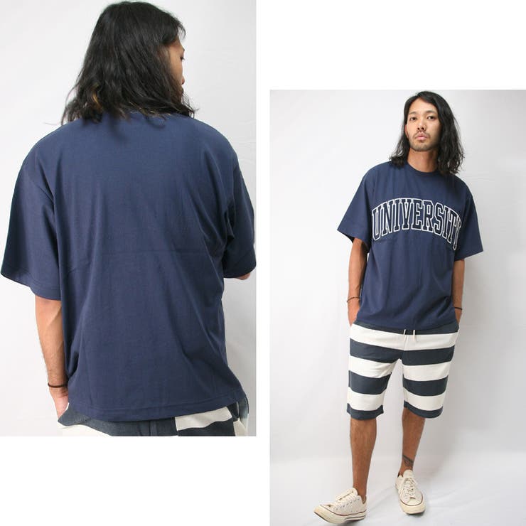 カレッジロゴ半袖Tシャツ＋ショートパンツセット tシャツ 半袖 カレッジロゴ[品番：QA000002624]｜Maqua-store