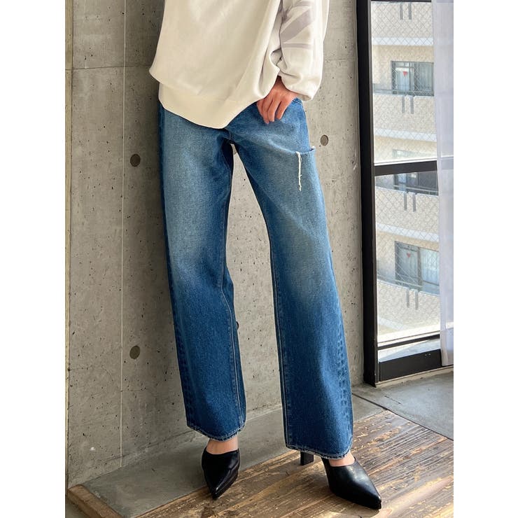ハイウエスト DEEP SIDE BACK DAMAGE ワイド デニムパンツ[品番