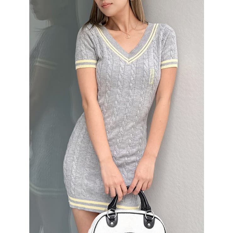 POSHハーフスリーブケーブルニットワンピース | GYDA | 詳細画像1 