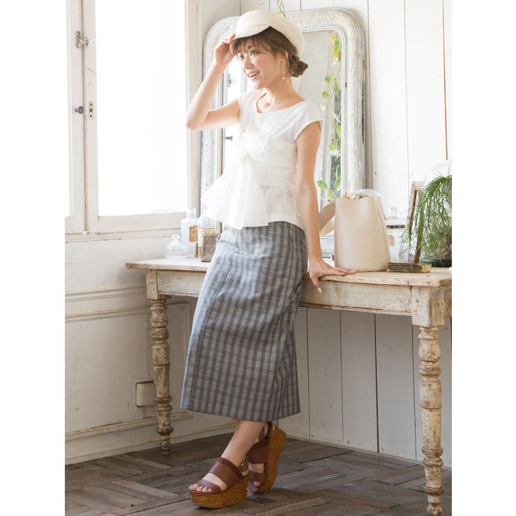 タイプライタービスチェ風カットソー[品番：MKSW0008060]｜MERCURYDUO