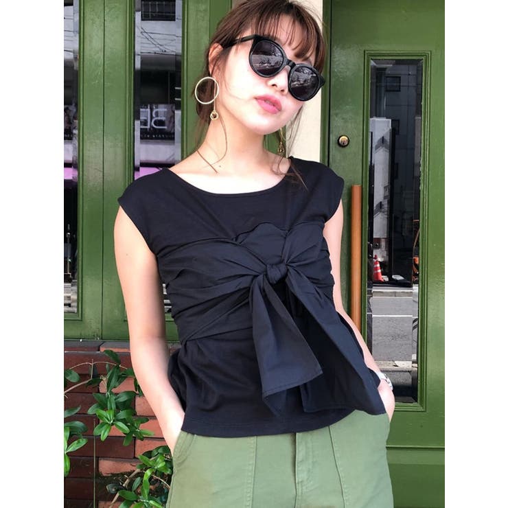 タイプライタービスチェ風カットソー[品番：MKSW0008060]｜MERCURYDUO