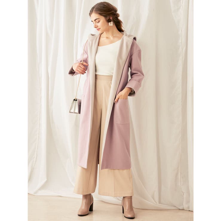 MERCURY DUO上着　着用1回 配色ロングガウンコート[品番：MKSW0011776]｜MERCURYDUO