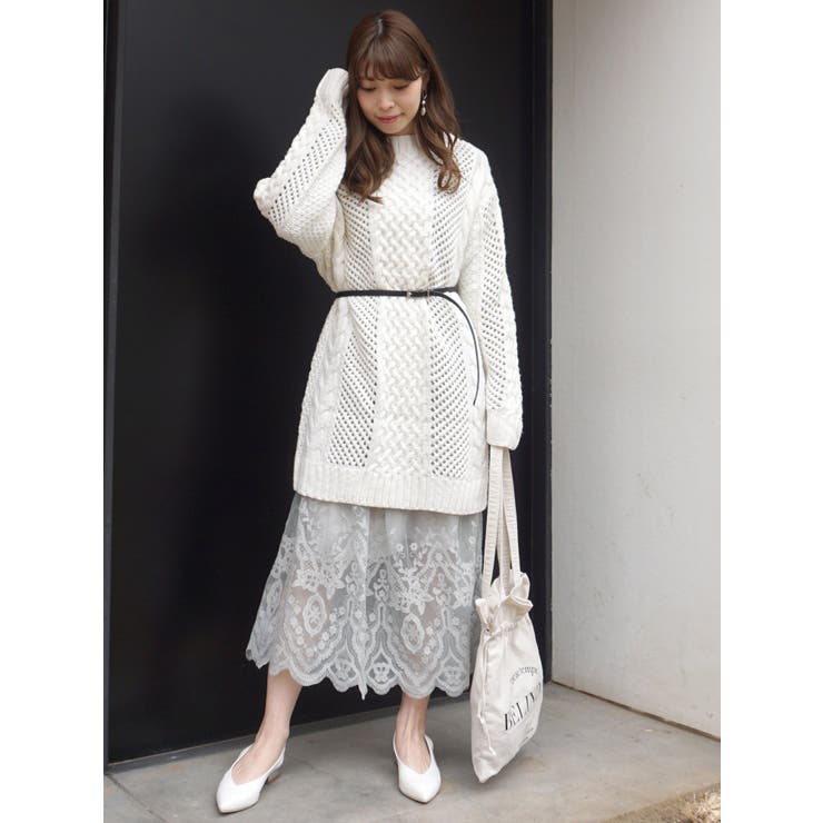 チュール刺繍ギャザーガウン/レース/ワンピース[品番：MKSW0012328]｜MERCURYDUO（マーキュリーデュオ）のレディースファッション通販｜SHOPLIST（ショップリスト）