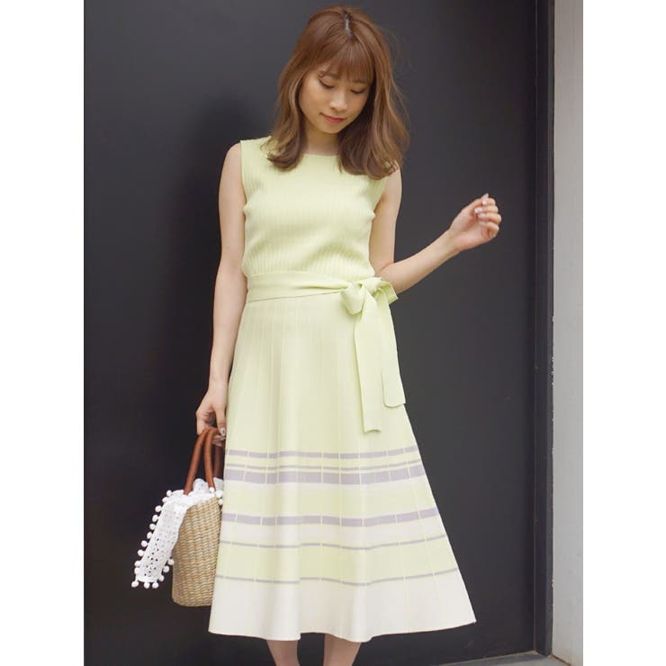 プリーツボーダーニットワンピース リブ ノースリ 品番 Mksw Mercuryduo マーキュリーデュオ のレディースファッション通販 Shoplist ショップリスト