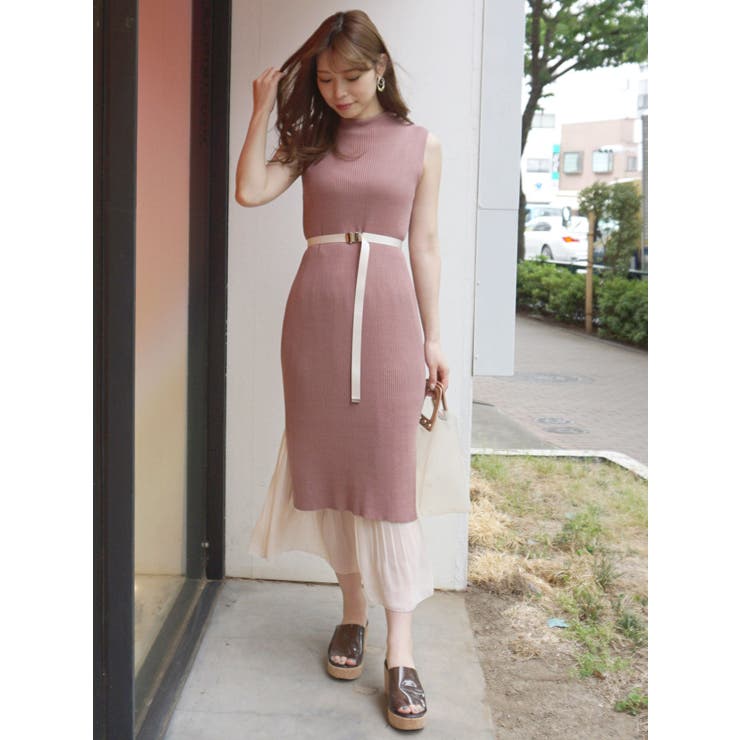 プリーツドッキングリブニットワンピース 品番 Mksw Mercuryduo マーキュリーデュオ のレディースファッション通販 Shoplist ショップリスト