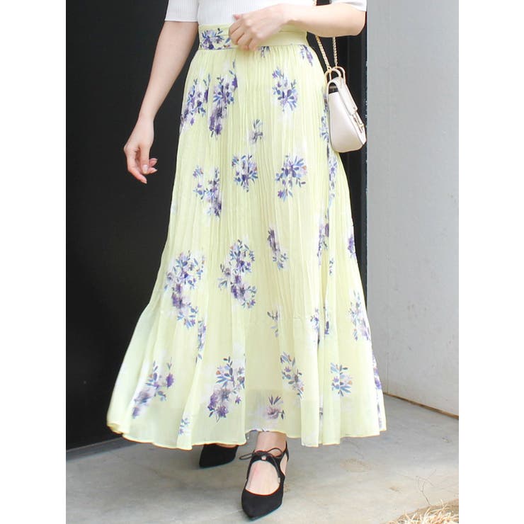 フラワープリーツマキシスカート[品番：MKSW0013312]｜MERCURYDUO  