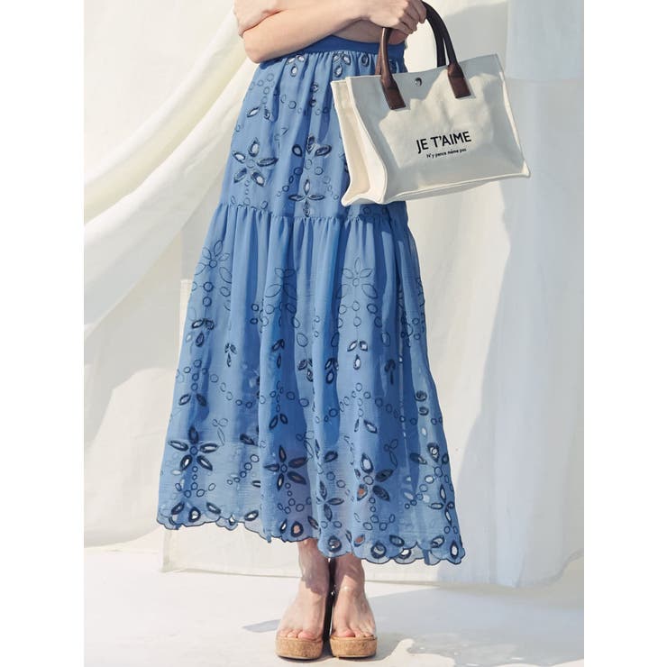 楊柳刺繍フレアマキシスカート[品番：MKSW0013315]｜MERCURYDUO