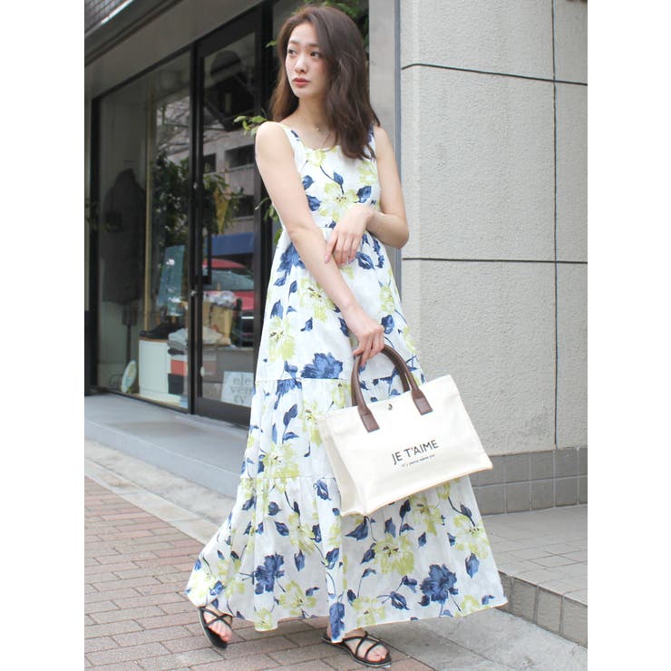 ライトグレー | フラワーコットンジャガードマキシワンピース | MERCURYDUO