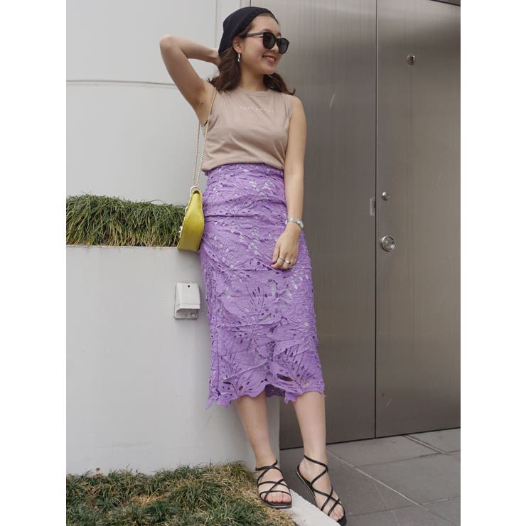 スカート  23 タイト系パープル柄 スカート 23 タイト系パープル柄
