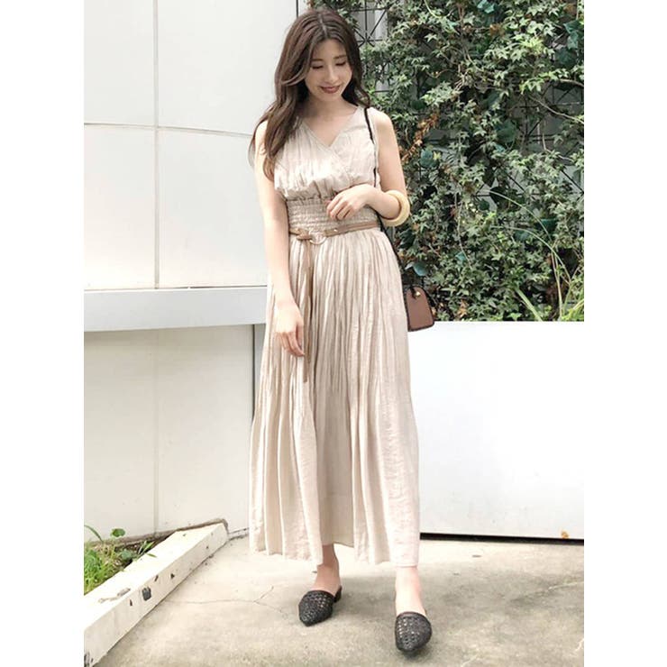 2WAYワッシャープリーツカシュールワンピース[品番：MKSW0021309