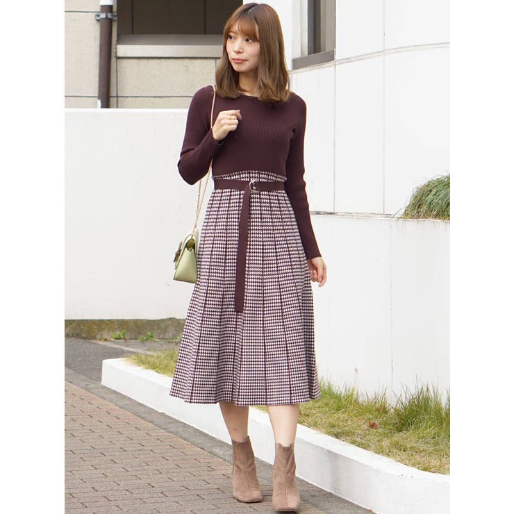 ジャガードフレアニットワンピース[品番：MKSW0025860]｜MERCURYDUO