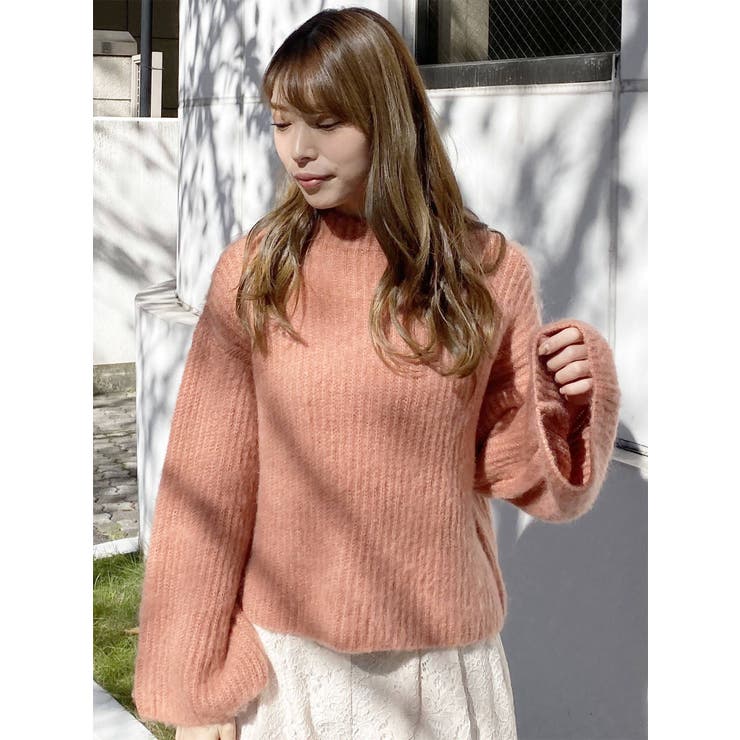 通販 モヘア混モックネックニット トップス