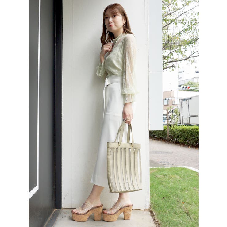 MERCURYDUO - MERCURYDUO インナーキャミ付レースブラウス ベージュ MERCURYDUO インナーキャミ付レースブラウス（ベージュ