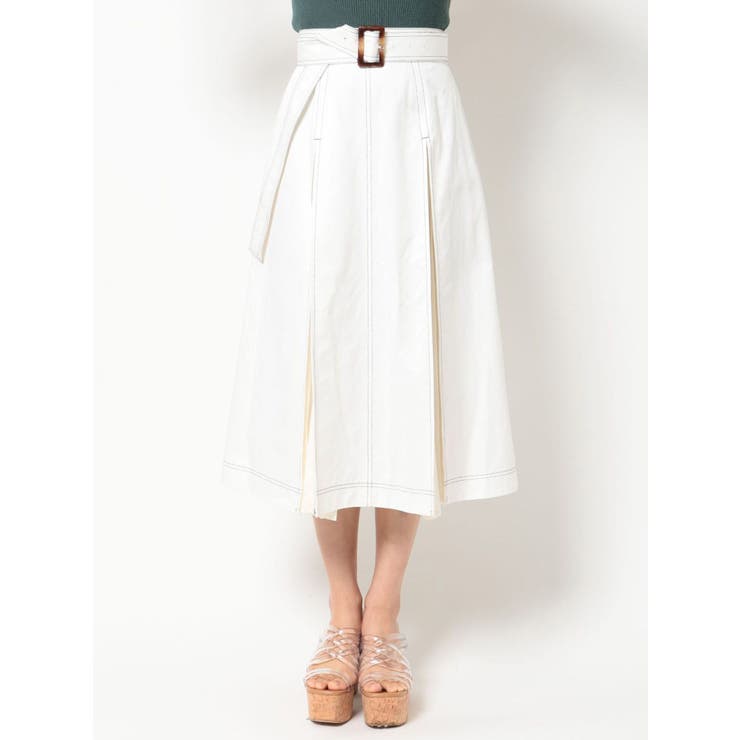 配色プリーツ切替フレアスカート[品番：MKSW0029763]｜MERCURYDUO  