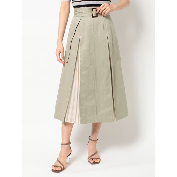 配色プリーツ切替フレアスカート[品番：MKSW0029763]｜MERCURYDUO  