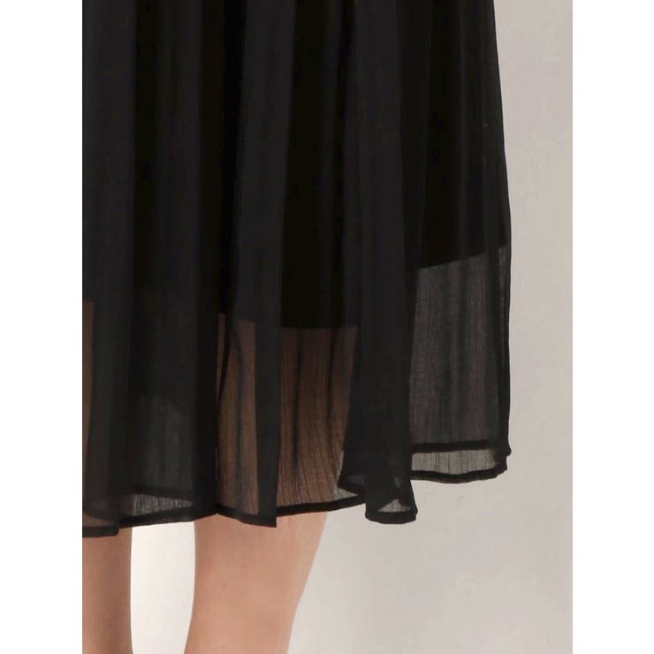 チュール刺繍×プリーツロングドレス[品番：MKSW0032883