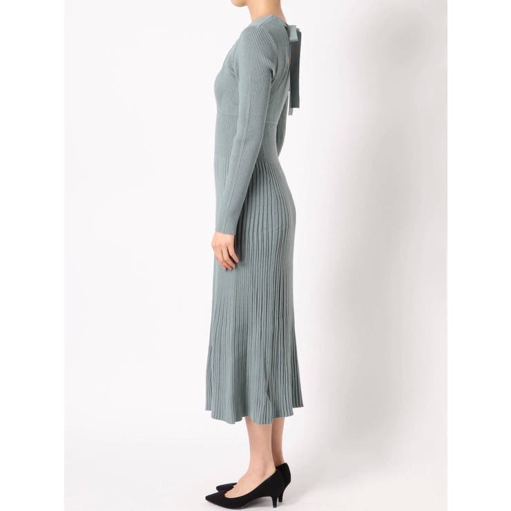 バックリボンレディロングニットワンピース[品番：MKSW0032893 