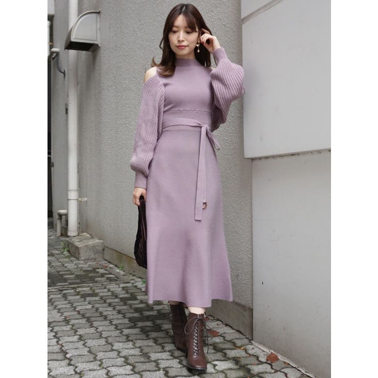 フラメンコ　リバーシブルニットワンピース　黒紫　ボレロセット　アルマフラメンカ RPK-10-7】ロングフレコ付きキラキラシージョ・紫 - フラメンコドレス