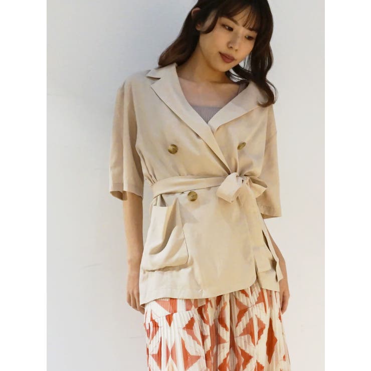 ハーフスリーブベルト付ダブルジャケット[品番：MKSW0037809
