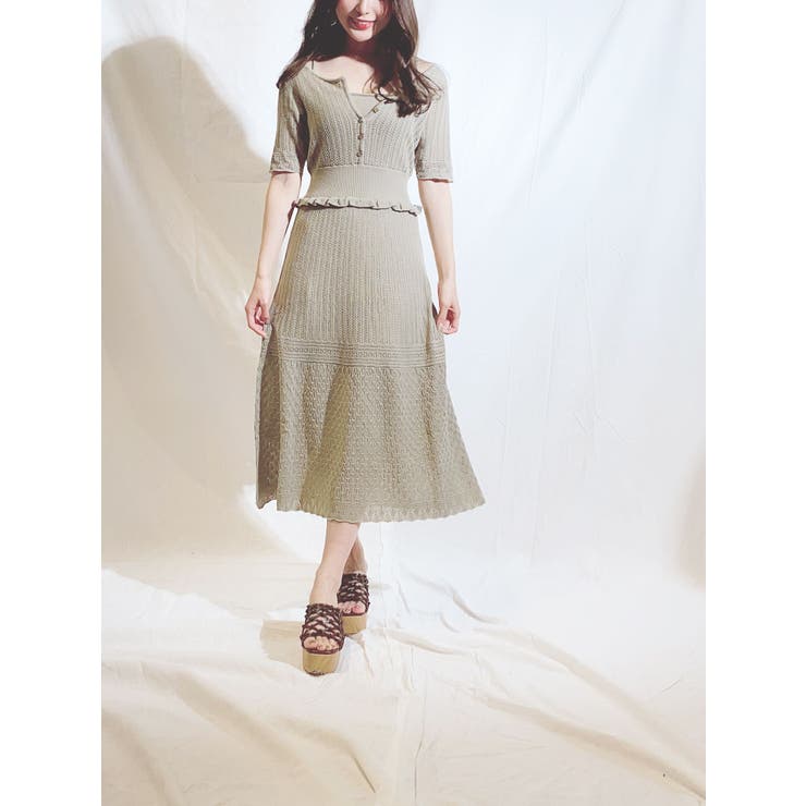 正規品 Mercuryduo 透かし編みレイヤード風ニットワンピース 早者勝ち Www Didacboza Cat