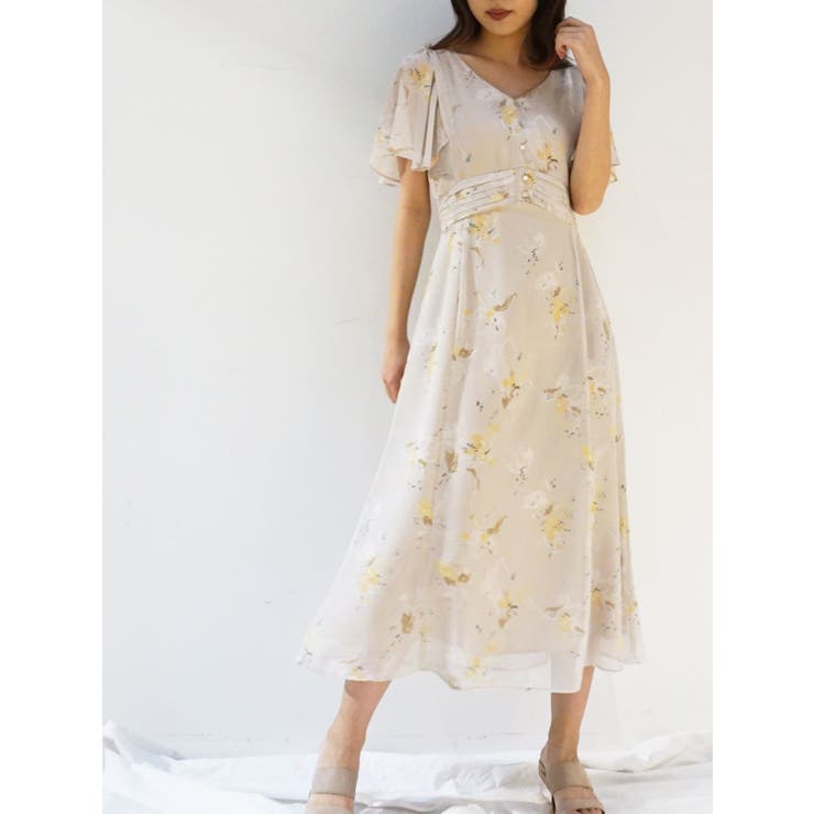 水彩フラワーフレアスリーブワンピース 品番 Mksw Mercuryduo マーキュリーデュオ のレディースファッション通販 Shoplist ショップリスト