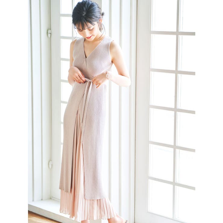 プリーツドッキングカシュクールラップリブニットワンピース 品番 Mksw Mercuryduo マーキュリーデュオ のレディースファッション通販 Shoplist ショップリスト