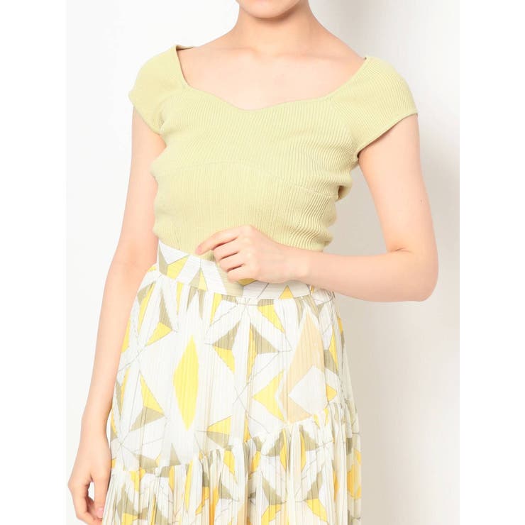 イエロー | ビスチェ風コンパクトランダムリブニット | MERCURYDUO