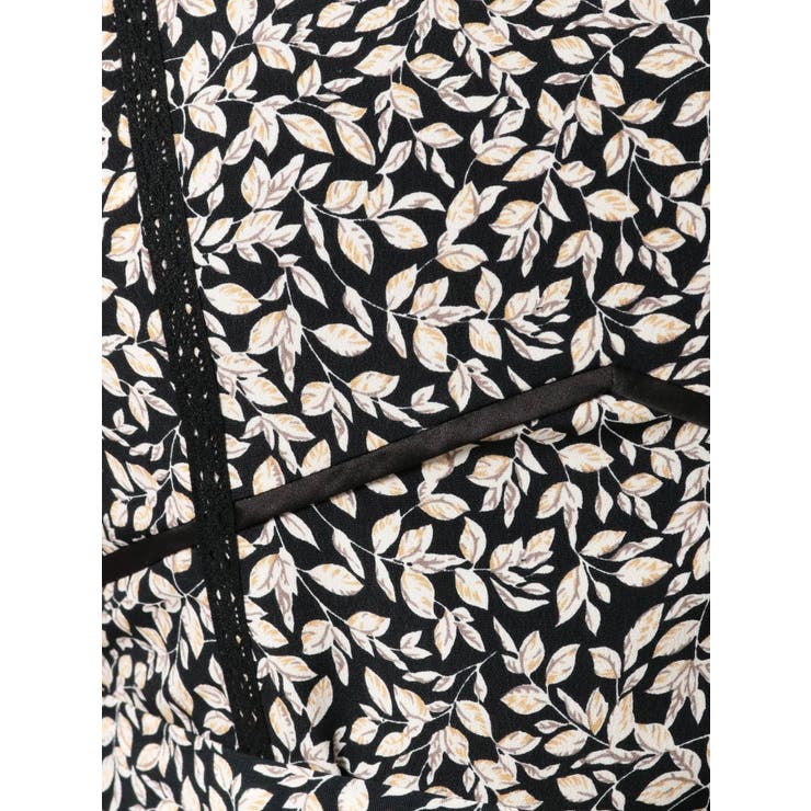 リーフ柄パイピングデザインマーメイドワンピース[品番