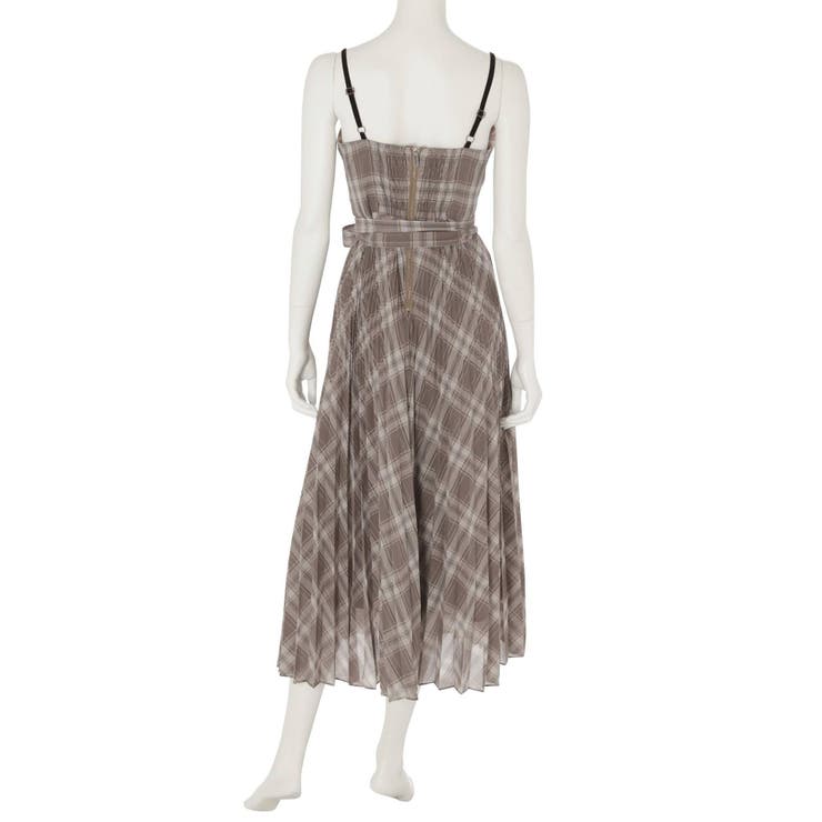 シアーチェックロングキャミワンピース[品番：MKSW0038493