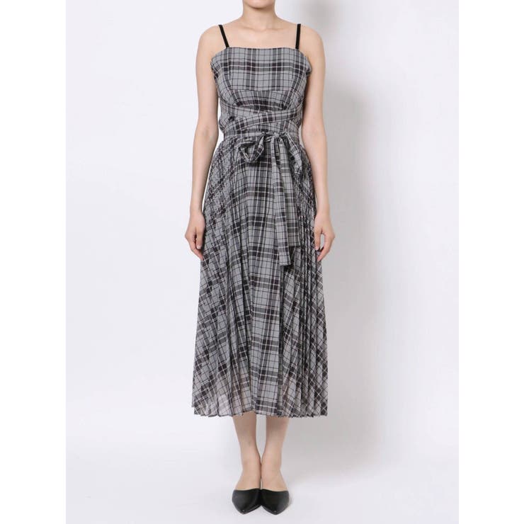 シアーチェックロングキャミワンピース[品番：MKSW0038493