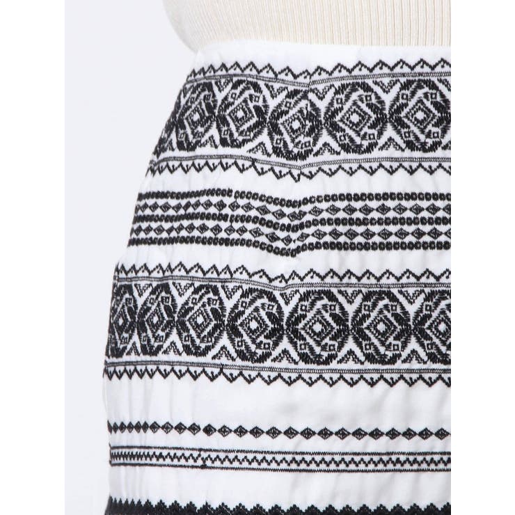 エスニック刺繍スリットタイトスカート[品番：MKSW0039684