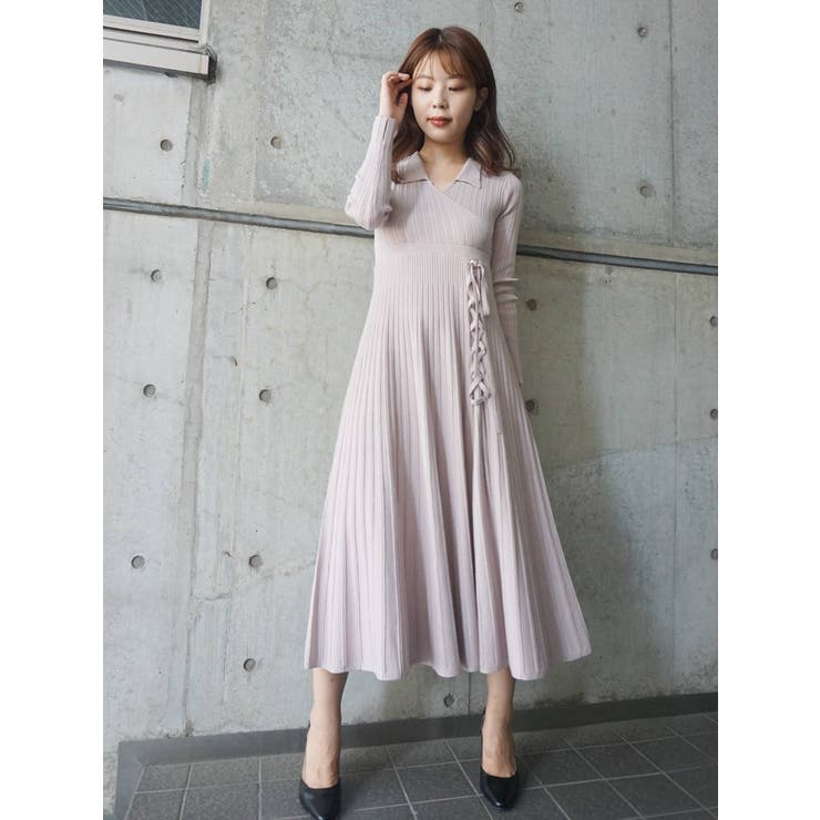 レースアップポロニットワンピース[品番：MKSW0039468]｜MERCURYDUO