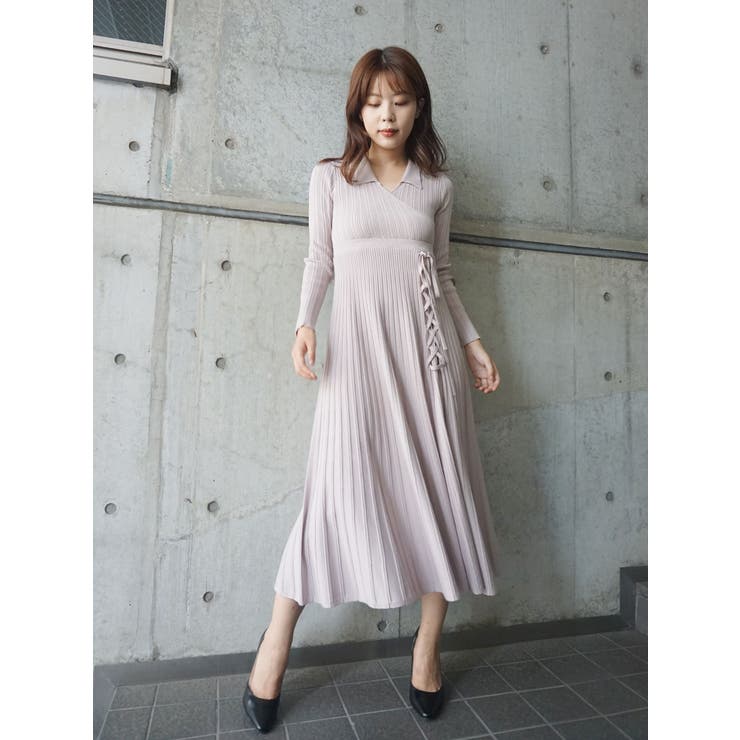 レースアップポロニットワンピース[品番：MKSW0039468]｜MERCURYDUO