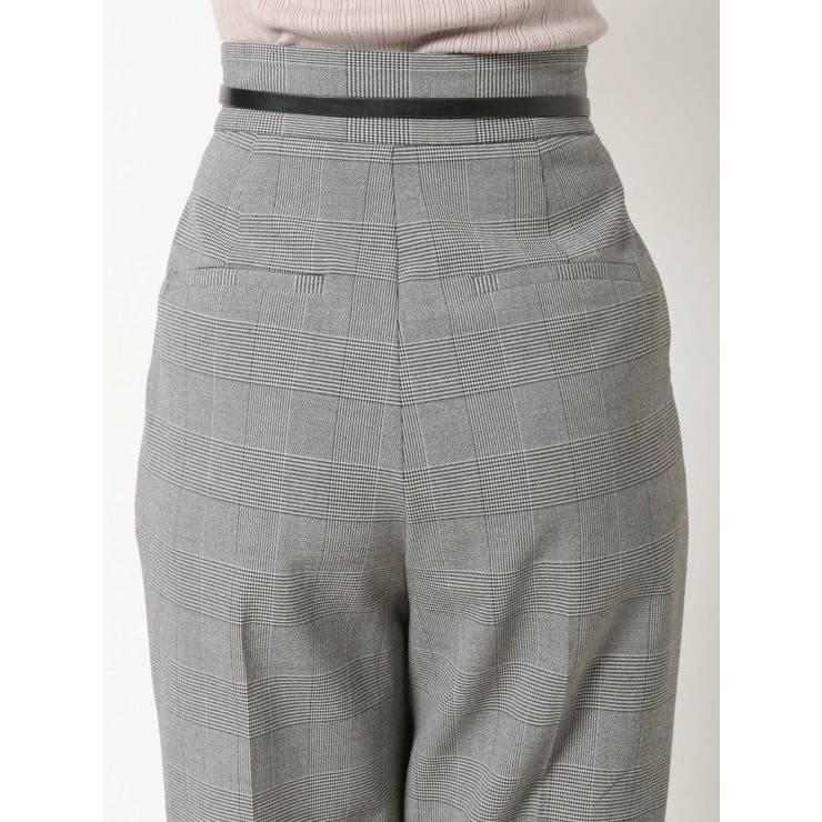 細ベルト付チェックテーパードパンツ[品番：MKSW0038545