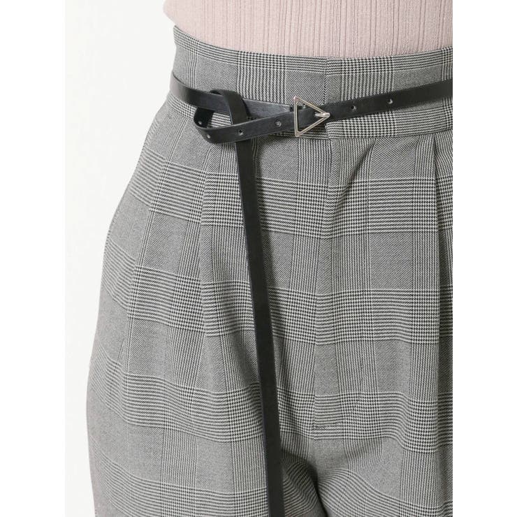細ベルト付チェックテーパードパンツ[品番：MKSW0038545