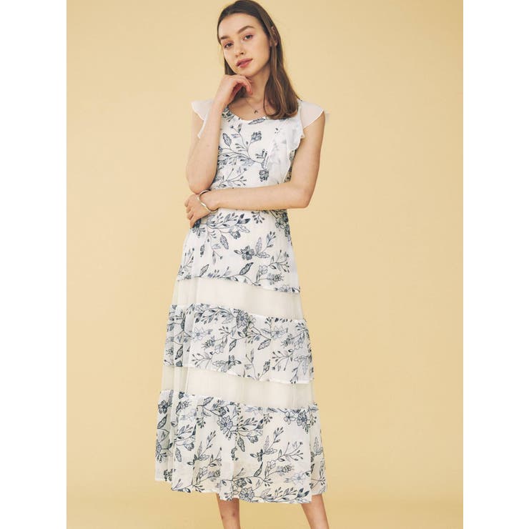 ★新品タグ付き★マーキュリーデュオ★MERCURYDUO ★可愛いワンピース★ MERCURYDUO ワンピース パイピングフラワー花柄ワンピース