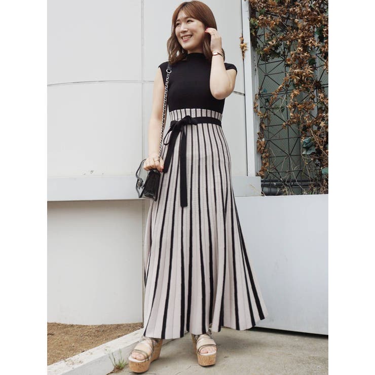 MERCURYDUO 半袖ニットワンピ MERCURYDUO 半袖ニットワンピ MERCURYDUO ワンピース バイカラー