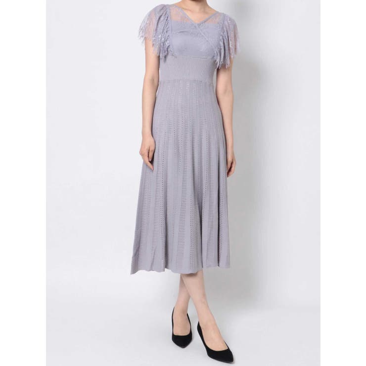 ニットドッキングレースカシュクールドレス[品番：MKSW0044072