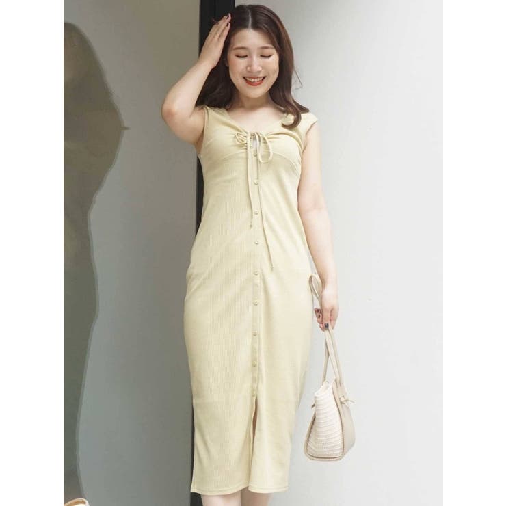 ライム | 2WAYギャザーオープンカットワンピース | MERCURYDUO