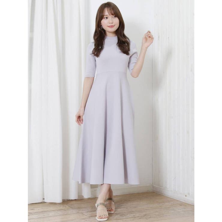 To/】ハイツイストスタンドカラーニットワンピース[品番
