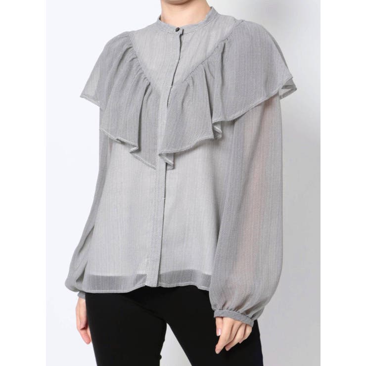 付け襟ヘリンボーンプリントブラウス | MERCURYDUO | 詳細画像17 