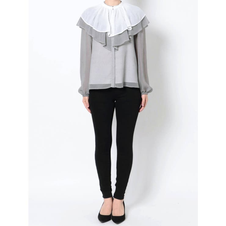 付け襟ヘリンボーンプリントブラウス | MERCURYDUO | 詳細画像18 