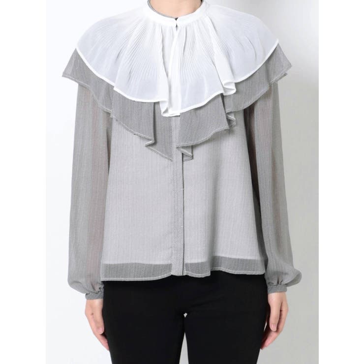 付け襟ヘリンボーンプリントブラウス | MERCURYDUO | 詳細画像5 