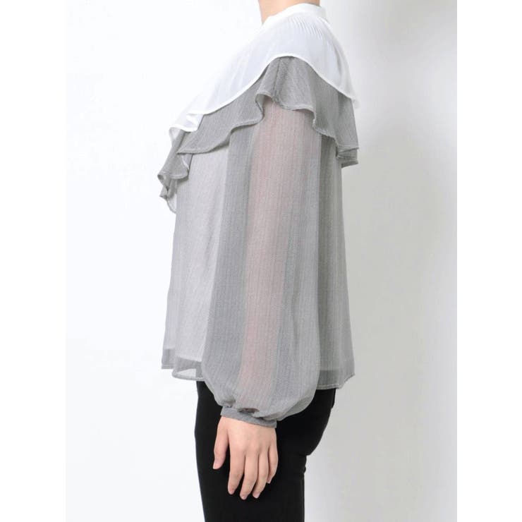 付け襟ヘリンボーンプリントブラウス | MERCURYDUO | 詳細画像6 