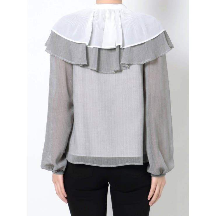 付け襟ヘリンボーンプリントブラウス | MERCURYDUO | 詳細画像7 